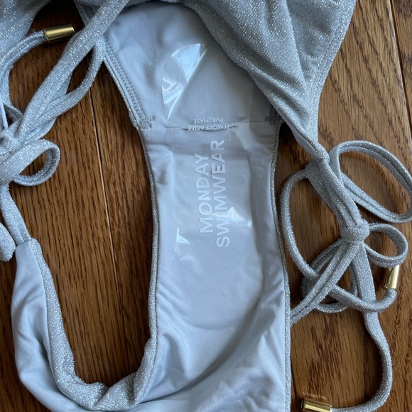 Monday Swimwear Soft Silver Shimmer Bikini Top/Bottom - Picture 11 of 15